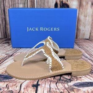 Jack Rogers Jackie Cork White Leather Sandals
